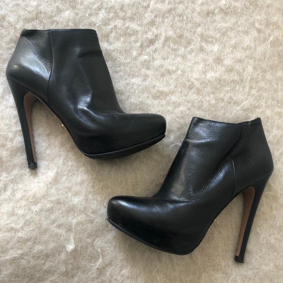 PRADA black leather platform booties- size 37.5 - Picture 2 of 6